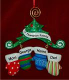 Staying Warm Mittens for 4 Christmas Ornament Personalized by Russell Rhodes