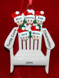 Family Christmas Ornament for 5 Relaxing in the Vacation Sun Personalized by RussellRhodes.com