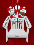 Mixed Race Blended Family of 4 Christmas Ornament Relaxing in the Vacation Sun Personalized by RussellRhodes.com