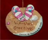 Surf and Sea Pink Christmas Ornament Personalized by RussellRhodes.com