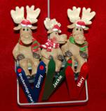 Snow Skiing Family Christmas Ornament Ski Lift Just the 3 Kids Personalized by RussellRhodes.com