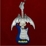 Blue Skull Guitar Christmas Ornament Personalized by Russell Rhodes