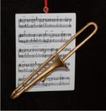 Trombone with Musical Score Christmas Ornament Personalized by Russell Rhodes