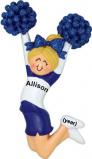 Cheerleader Christmas Ornament Blond Female Blue Uniform Personalized by RussellRhodes.com