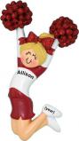 Cheerleader Blonde w/ Red Uniform Christmas Ornament Personalized by RussellRhodes.com