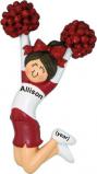 Cheerleader Christmas Ornament Brunette Female Red Uniform Personalized by RussellRhodes.com