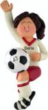 Soccer Player Female Brown Hair Christmas Ornament Personalized by Russell Rhodes