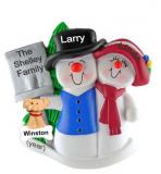 Couples Christmas Ornament Top Hat Snow Couple with Pets Personalized by RussellRhodes.com