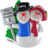 Couples Christmas Ornament Top Hat Snow Couple Personalized by RussellRhodes.com