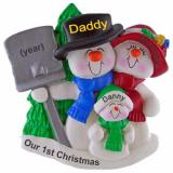 Adoption Christmas Ornament Top Hat Snow Fam of 3 Personalized by RussellRhodes.com