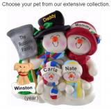 Top Hat Snow Family for 4 with Tree Christmas Ornament Personalized by Russell Rhodes