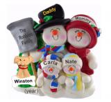 Family Christmas Ornament Top Hat Snow Fam of 4 with Pets Personalized by RussellRhodes.com