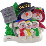 Top Hat Snow Family for 5 with Tree Christmas Ornament Personalized by Russell Rhodes