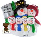 Family Christmas Ornament Top Hat Snow Fam of 6 with Pets Personalized by RussellRhodes.com