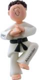 Karate Chop! Male Brown Hair Christmas Ornament Personalized by Russell Rhodes