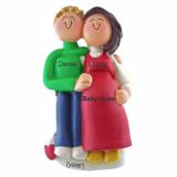 Pregnant Couple Male Blonde Female Brown Hair Christmas Ornament Personalized by RussellRhodes.com