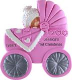 Baby Girl Christmas Ornament Blue Buggy Personalized by RussellRhodes.com