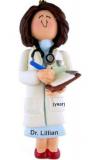 Doctor Female Brown Hair Christmas Ornament Personalized by Russell Rhodes
