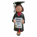 Graduation Female Brown Hair Christmas Ornament Personalized by Russell Rhodes