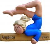 Gymnastics Female Blonde Hair Christmas Ornament Personalized by Russell Rhodes