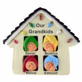 4 Grandkids Sleepy Christmas Morning Christmas Ornament Personalized by Russell Rhodes