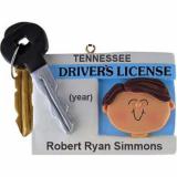 New Driver Male Brown Hair Christmas Ornament Personalized by Russell Rhodes