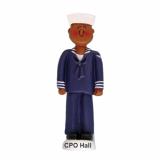 Navy African American Christmas Ornament Personalized by Russell Rhodes