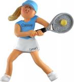 Tennis in Action Female Blonde Hair Christmas Ornament Personalized by Russell Rhodes