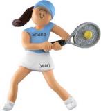 Tennis Christmas Ornament Brunette Female Personalized by RussellRhodes.com
