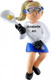 Lacrosse Christmas Ornament Blond Female Personalized by RussellRhodes.com
