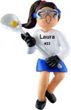 Lacrosse Star! Female Brown Hair Christmas Ornament Personalized by Russell Rhodes