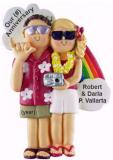 Anniversary Couple, Male Brown Hair, Female Blonde Christmas Ornament Personalized by Russell Rhodes