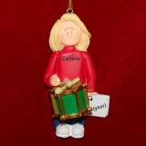 Drums Virtuoso, Female Blonde Hair Personalized Christmas Ornament Personalized by Russell Rhodes
