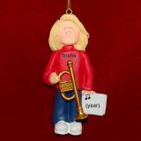 Trumpet Christmas Ornament Virtuoso Blond Female Personalized by RussellRhodes.com
