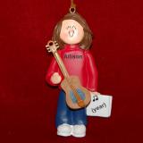 Acoustic Guitar Virtuoso, Female Brown Hair Personalized Christmas Ornament Personalized by Russell Rhodes