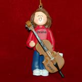 Cello Christmas Ornament Virtuoso Brunette Female Personalized by RussellRhodes.com