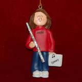 Flute Virtuoso, Female Brown Hair Christmas Ornament Personalized by Russell Rhodes