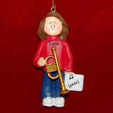 Trumpet Christmas Ornament Virtuoso Brunette Female Personalized by RussellRhodes.com