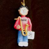 Saxophone Virtuoso, African American Male Christmas Ornament Personalized by Russell Rhodes