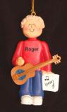 Acoustic Guitar Virtuoso, Male Blonde Christmas Ornament Personalized by Russell Rhodes