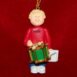 Drums Virtuoso, Male Blonde Hair Christmas Ornament Personalized by RussellRhodes.com