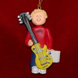 Guitar Electric Virtuoso, Male Blonde Hair Christmas Ornament Personalized by Russell Rhodes