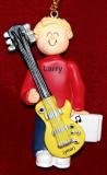 Guitar Christmas Ornament Virtuoso Blond Male Personalized by RussellRhodes.com