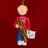 Trombone Christmas Ornament Virtuoso Blond Male Personalized by RussellRhodes.com