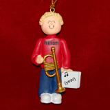 Trumpet Christmas Ornament Virtuoso Blond Male Personalized by RussellRhodes.com