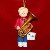 Tuba Virtuoso, Male Blonde Hair Christmas Ornament Personalized by Russell Rhodes