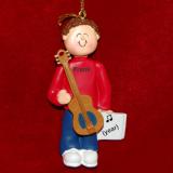 Acoustic Guitar Virtuoso, Male Brown Hair Christmas Ornament Personalized by Russell Rhodes