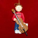 Cello Virtuoso, Male Brown Hair Christmas Ornament Personalized by Russell Rhodes