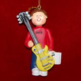 Guitar Virtuoso, Male Brown Hair Christmas Ornament Personalized by Russell Rhodes