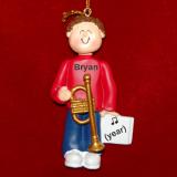 Trumpet Christmas Ornament Virtuoso Brunette Male Personalized by RussellRhodes.com